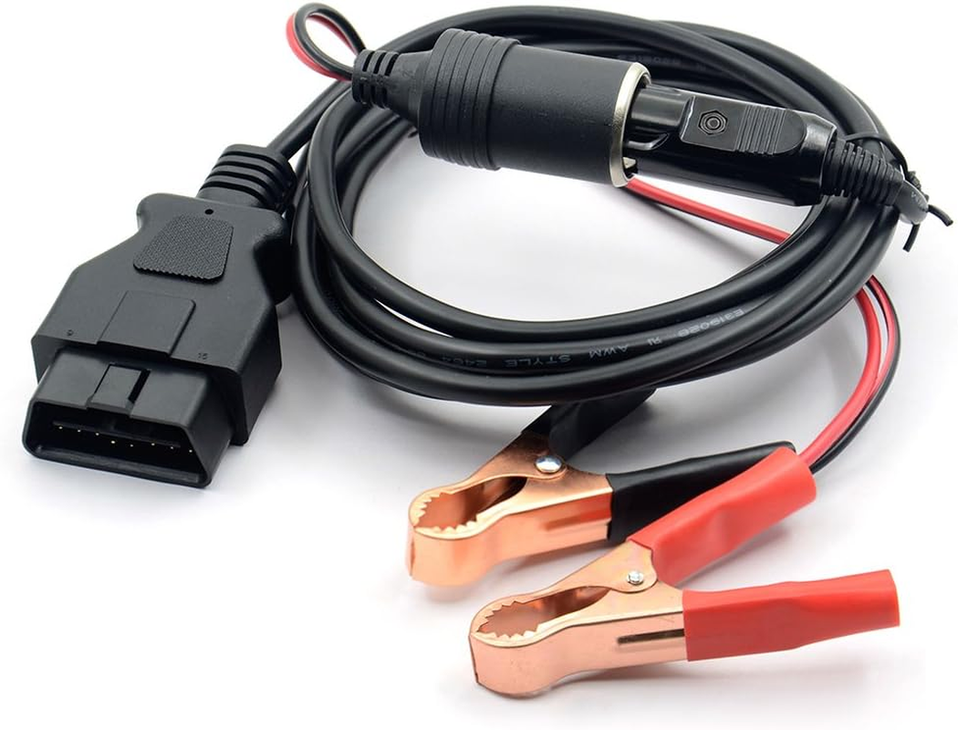 VSTM OBD II Vehicle ECU Emergency Power Supply Cable Memory Saver (3Meter) with Alligator Clip-On 12V Car Battery Cigarette Lighter Power Extension Socket image number 1