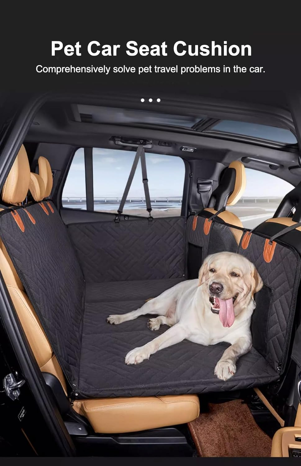 Dog Car Seat Cover for Back Seat Waterproof Dog Car Seat Cover with Hard Bottom Scratch Prevent and anti Slip Oxford Cloth Dog Hammock for Cars, SUV and MPV image number 6
