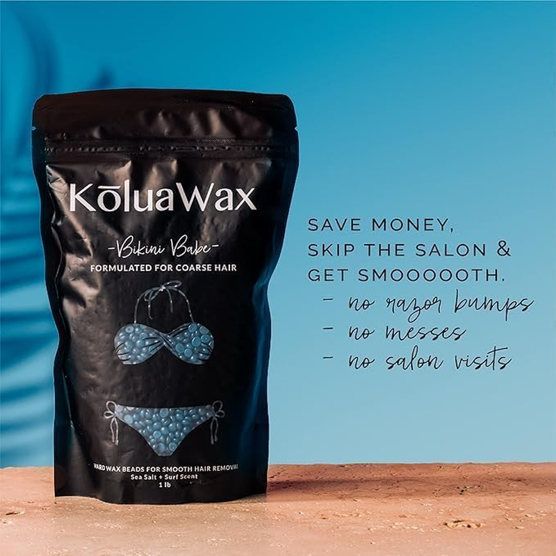 Koluawax Hard Wax Beads for Hair Removal &ndash; Coarse Hair Formula &ndash; Face, Brazilian, Underarms, Back Chest, Bikini Waxing &ndash; Sea Salt & Surf, 1Lb Refill for Wax Warmers & 10 Large Applicator Sticks image number 2