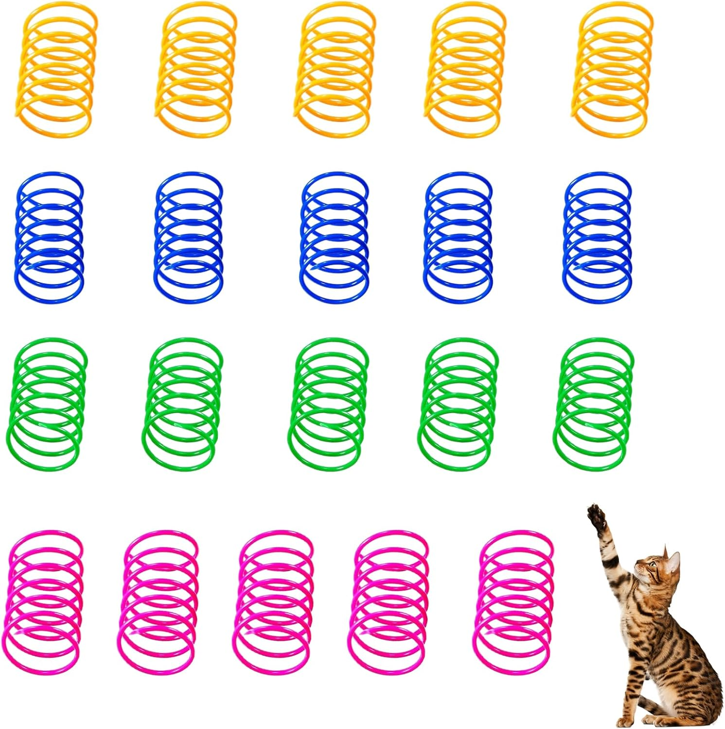 Pack of 20 Cat Toy Spirals, Cat Toys, Novelty Spring Spiral Toy, Cat Toy Spirals, Colourful Foldable Plastic Toy Cats Pet, Colourful Cats Toy Spiral Feathers, for Pets to Play image number 2