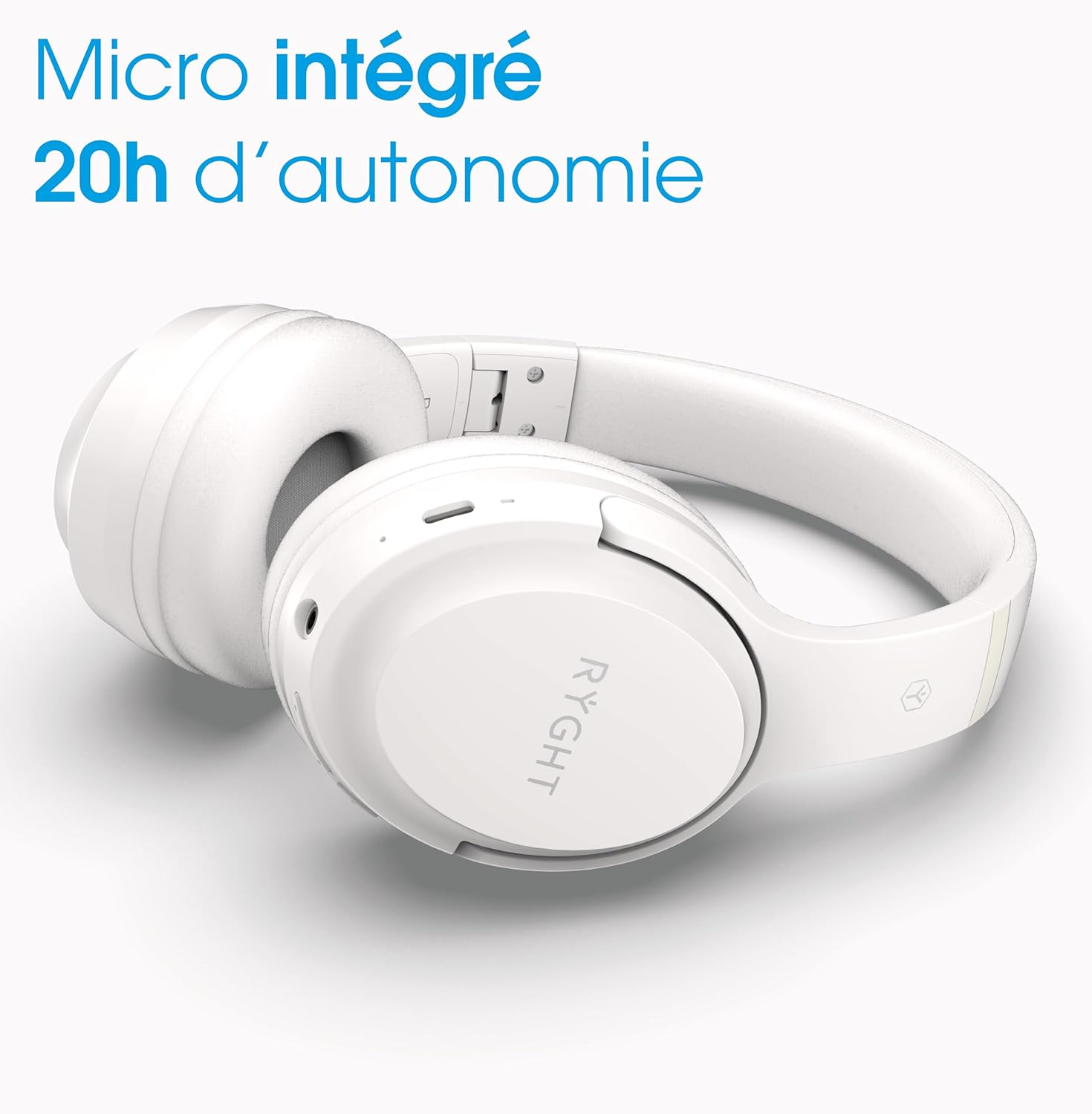 RYGHT Tempo Wireless Headphones, Clear Stereo Sound, 20 Hours Battery Life, Foldable, Lightweight, Music Control, Volume, Answer Calls, Voice Assistant, Activate Voice Assistant, Padded Ear Cups image number 5