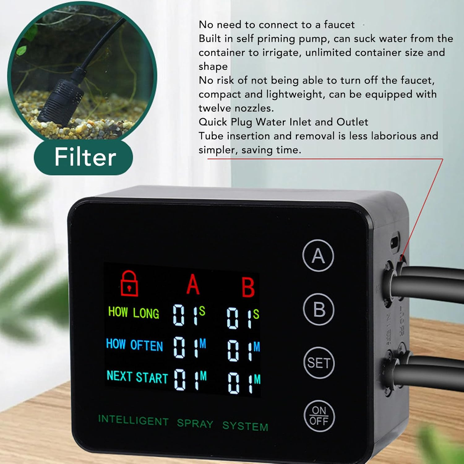 Dpofirs Reptile Fogger Smart Spray System, Reptile Humidifier for Terrariums, Reptile Mister Automatic with 360&deg;Adjustable Misting Nozzles for Amphibian Lizard Snake Frog Plants image number 5