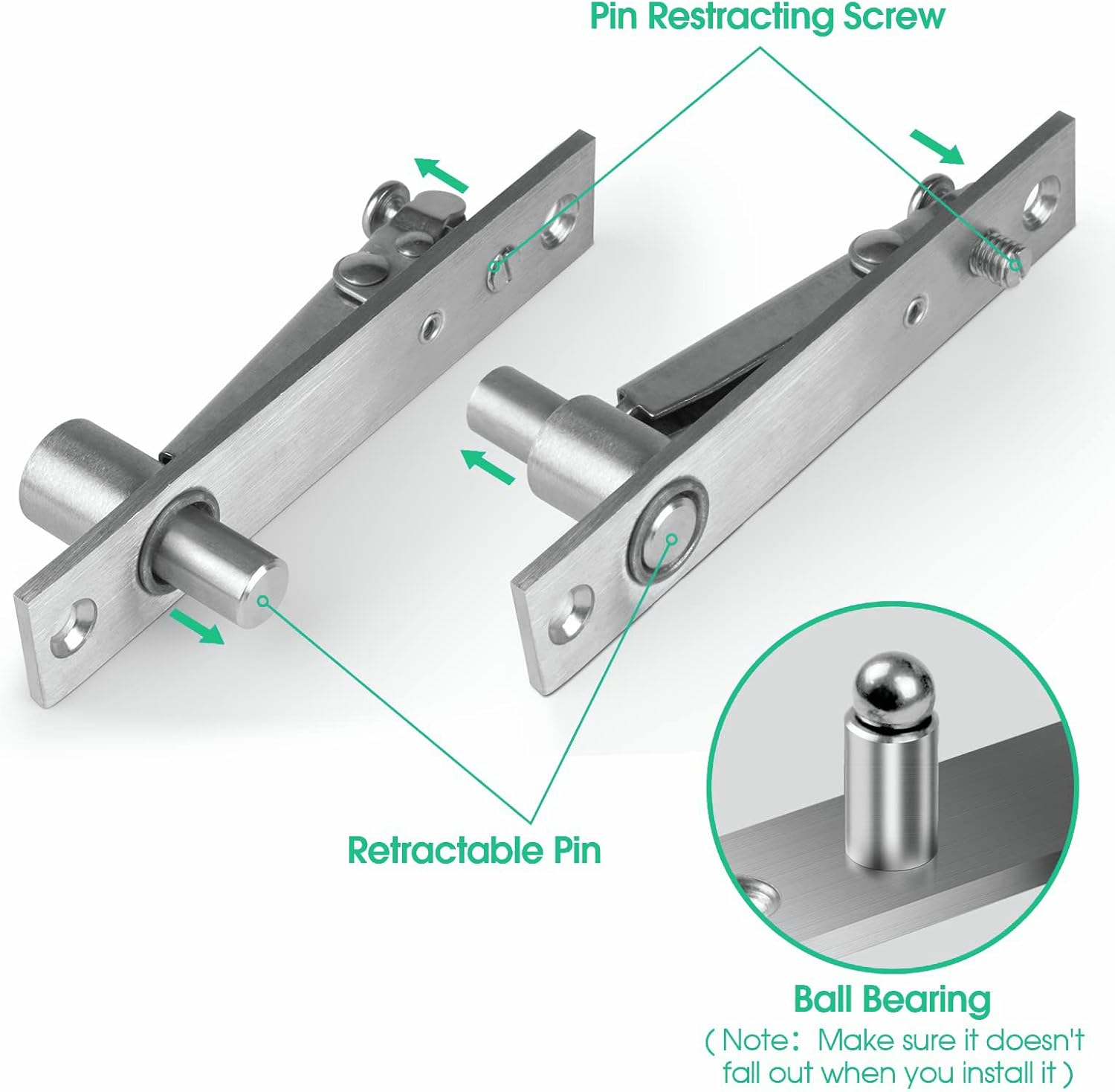 WYJREES Door Pivot Hinges, Heavy Duty Pivot Hinge with 360 Degree Rotation for Wood Door, Stainless Steel Invisible Pivot Door Hardware for Bookshelf, Rotary Center Hung Pivot Hinges for Secret Door image number 6