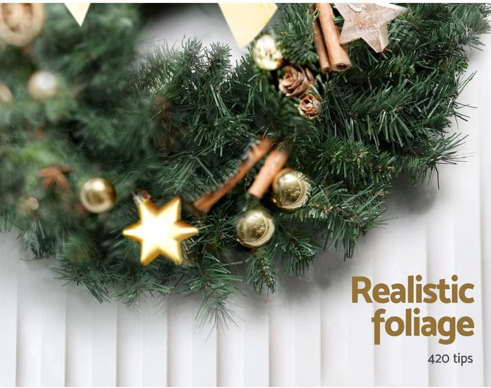 Jingle Jollys Christmas Wreath Garland 60Cm, Diameter Garlands, Decorations Holiday Party Gift Home Garden Store Decor, 2Ft Green 420 Tips Thick Foliage Flower Vine Wreath Assembly Free image number 6