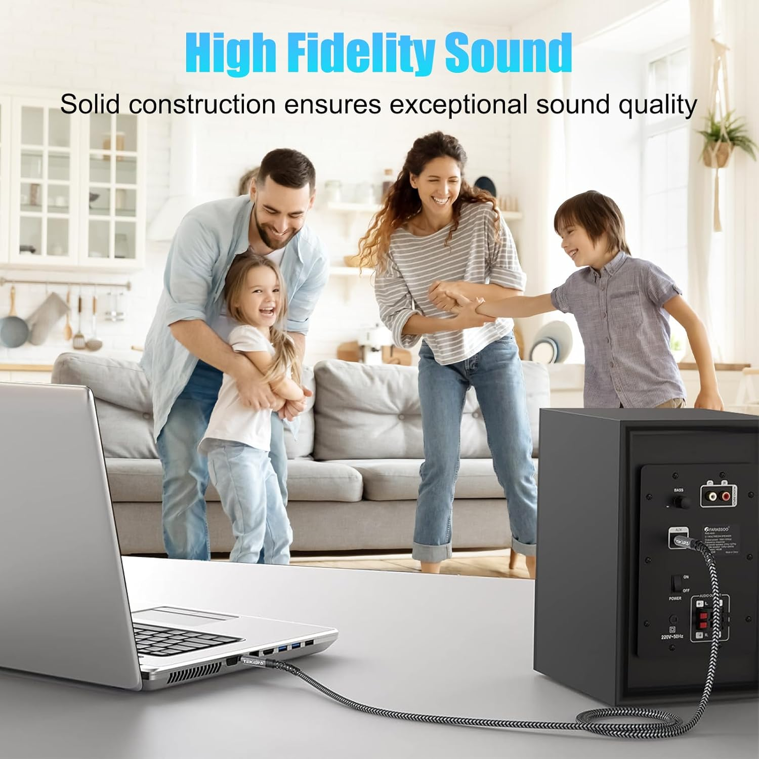 TEKERA 3.5Mm Male to Male Aux Cable 1M, Nylon Braided Stereo Audio Cable for Car, Phone, Speaker, Headphones, Laptop, Home Theater &ndash; Hi-Fi Sound, Durable Jack to Jack Cord (3.3FT/1M)