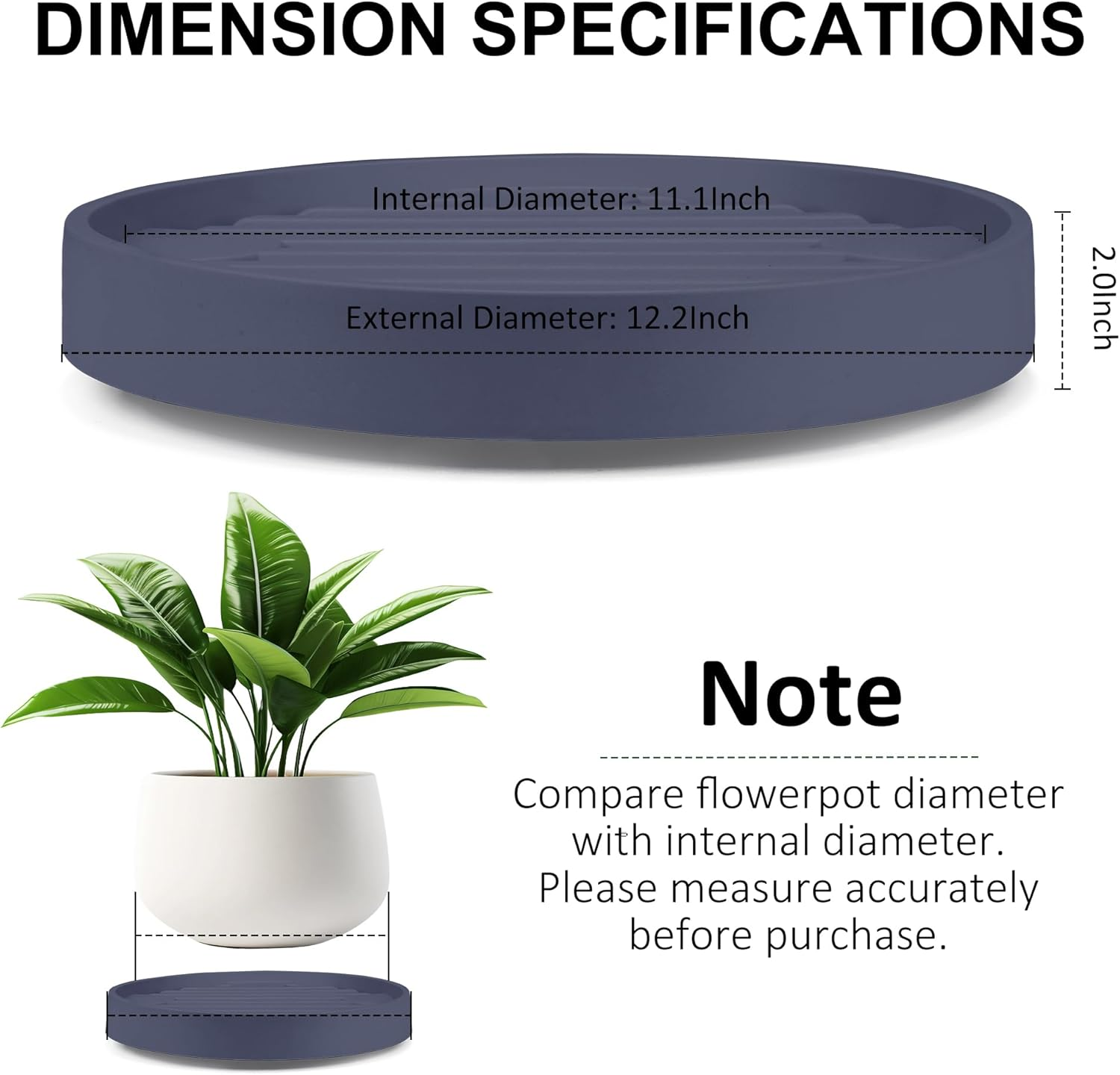 30Cm Plant Caddy with Hidden Wheels, 4 Invisible Caters, Rolling Plants Stand with Wheel Dolly, Wheeled Planter Roller Base, Indoor Pots Holder Tray Plants Pallet, Dark Blue-Grey, 2Pack image number 1