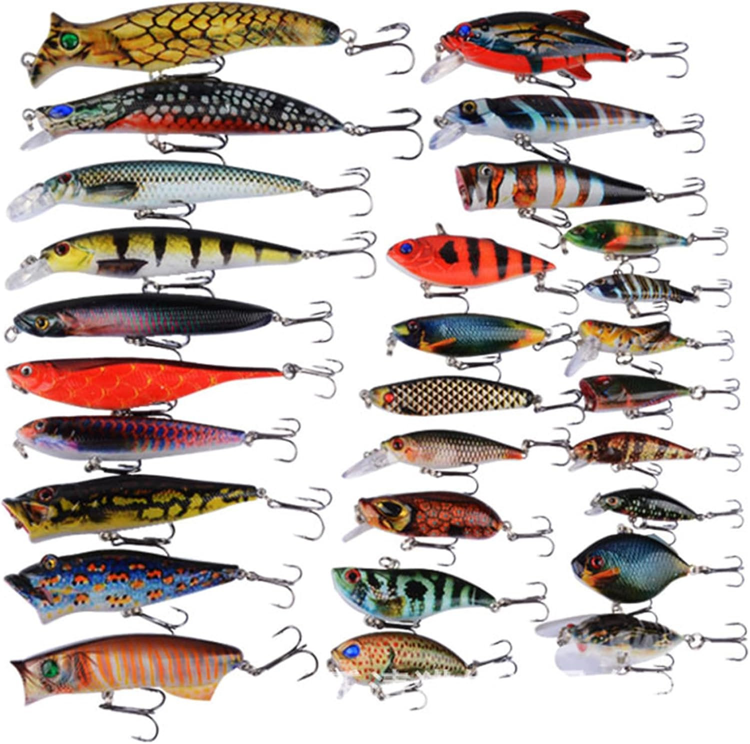 Roseflower 114 PCS Fishing Lure Set, Includes Hard and Soft Bait, Curly Tail Maggot/Double Tail Maggot, Fish Hooks, Minnow, Spinnerbait, Spoon, Freshwater Saltwater Fishing Equipment