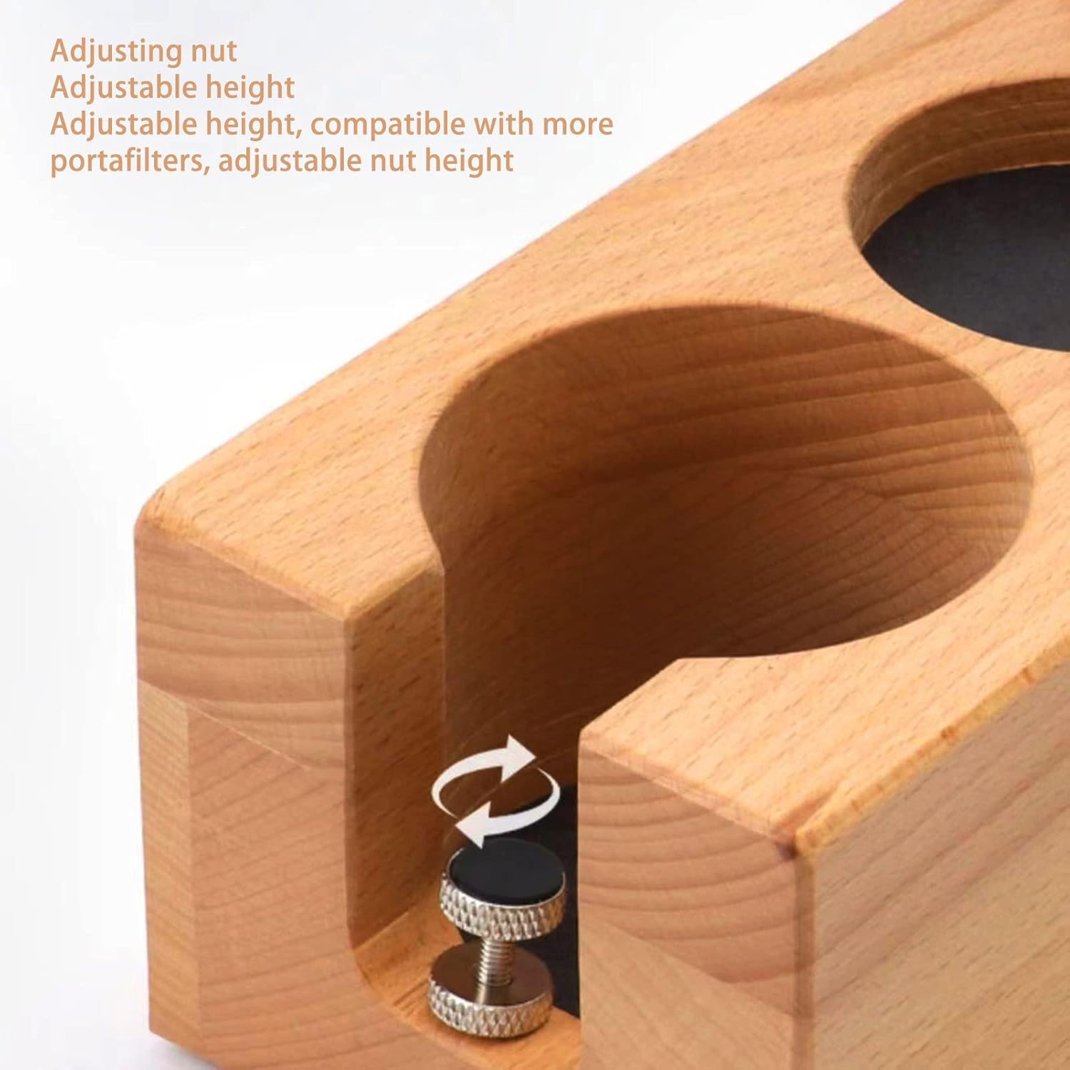 Wood Coffee Filter Tamper Holder, 5-Hole Wooden Espresso Mat Stand, Non-Slip Tamping Station Base for Portafilter, Distributor, Home & Cafe (58Mm) image number 5