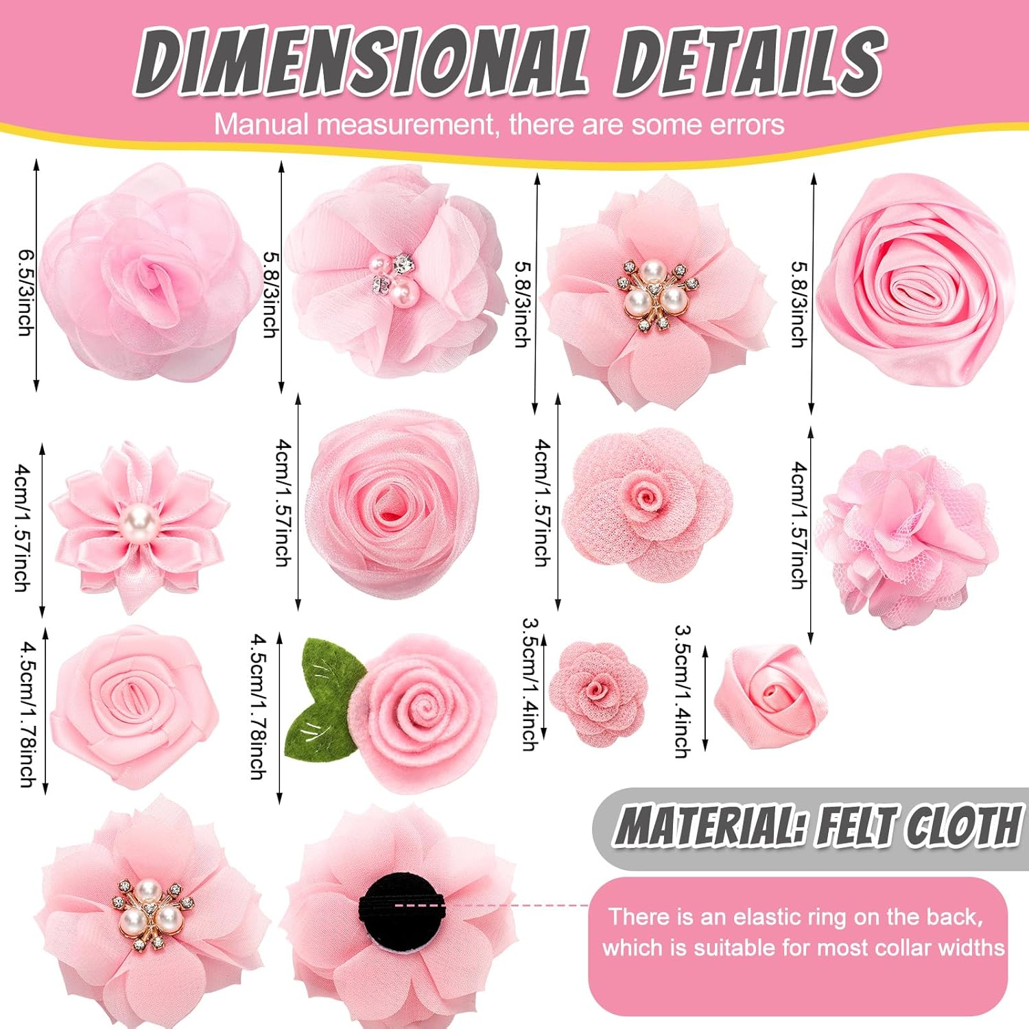 Tigeen 24 Pcs Dog Collar Flowers Accessories Bows Charms Flowers Attachment with Band Collar Grooming Accessories for Small Medium Dog Puppy Cats image number 3