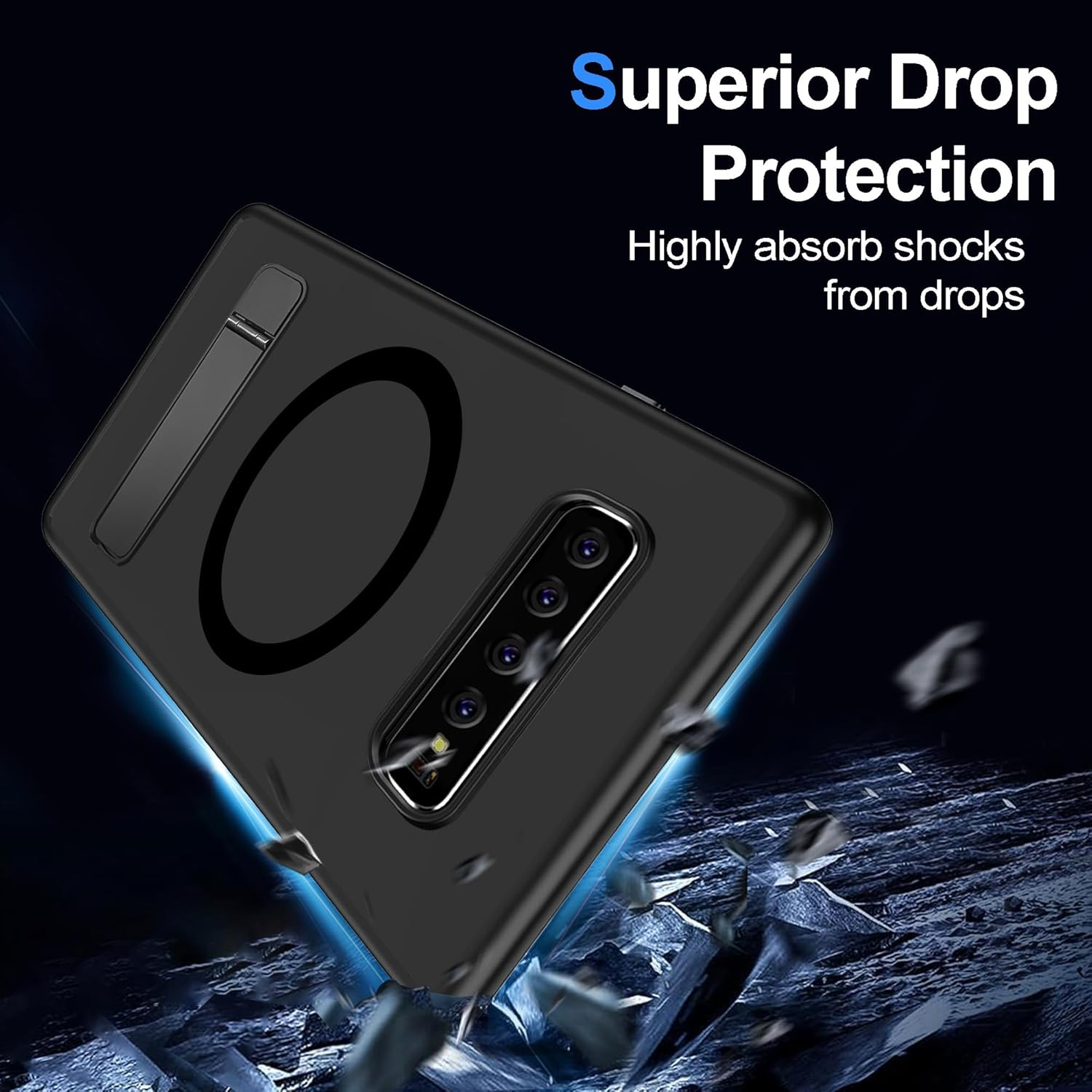 Guizzcg for Samsung Galaxy S10+ / S10 plus Case [Compatible with Magsafe] Flexible TPU Bumper + Clear Back Slim Shockproof Drop Protection,Magnetic Cover for Galaxy S10 plus -Black image number 2