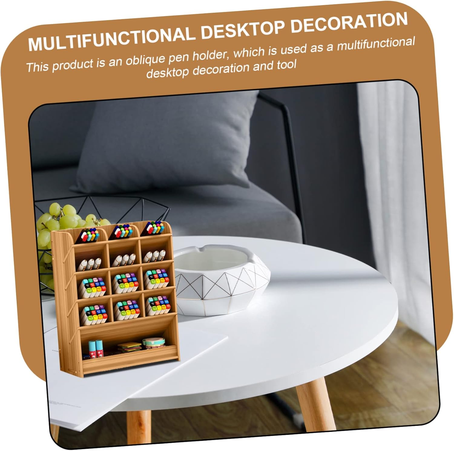 COHEALI Creative Pen Holder Storage Box Wooden Pen Case Multi-Grid Design for Desktop Pencil Box Organization in Office Home Study Large Capacity for Easy Access and Accessories image number 1