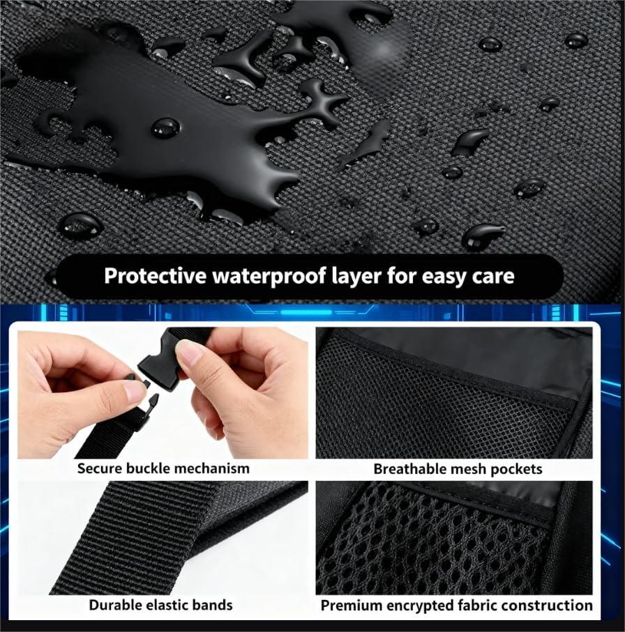 2 Pack X-Large Waterproof Kick Mats Backseat Protector with Organize Seat Covers for Car SUV Minivan Truck Seats - Universal Protectors for Vehicles to Protect from Dirt, Mud & Scratches image number 2