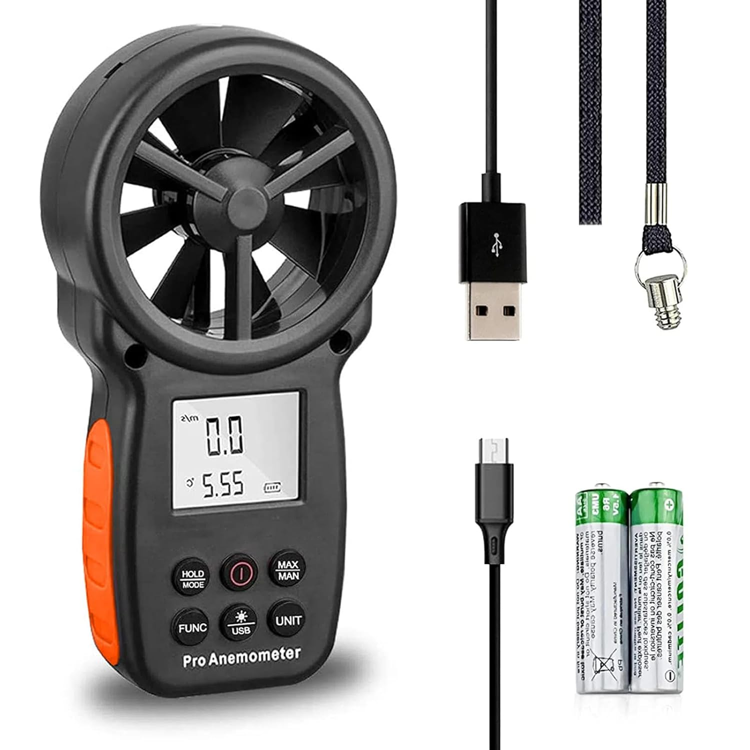 Holdpeak 866A Anemometer HVAC, Pro CFM Air Flow Meter for Wind Speed Temp Humidity Dew Point Airflow Measuring Device, Handheld Wind Gauge Meter with USB image number 2