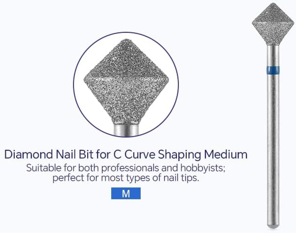 Rolabling Diamond Nail Bit for C Curve Shaping Manicure Drilling for Nail Gel Polish Removal Nail Accessories Tool Suitable for Most Drill Machine (M) image number 5