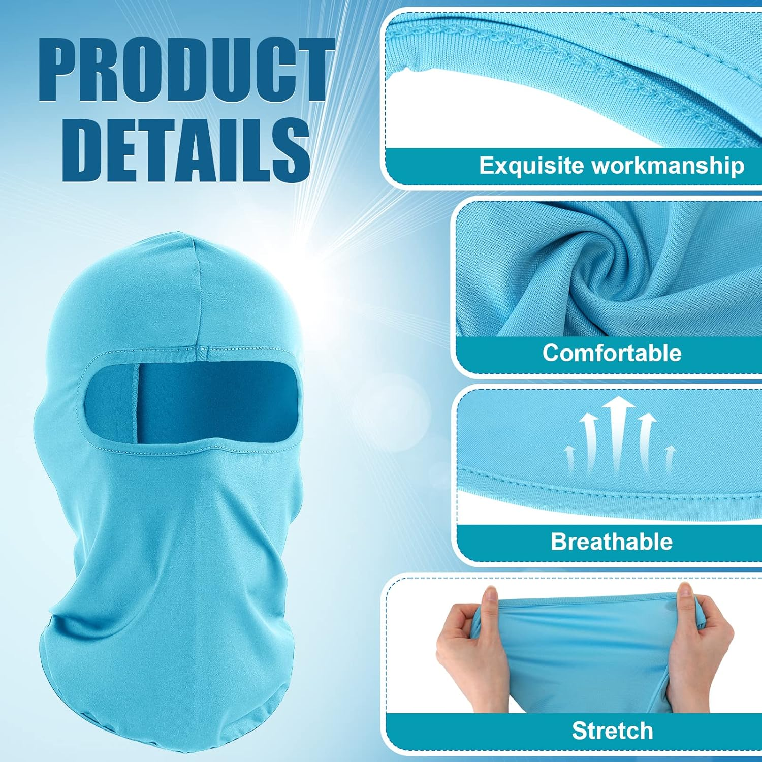 24 Pieces Sun Protection Balaclava Full Face Cover Ski Mask Full Face Mask Costume Head Mask for Men Women Outdoor Sports, Solid and Camouflage Colors, Multicolor, One Size image number 5