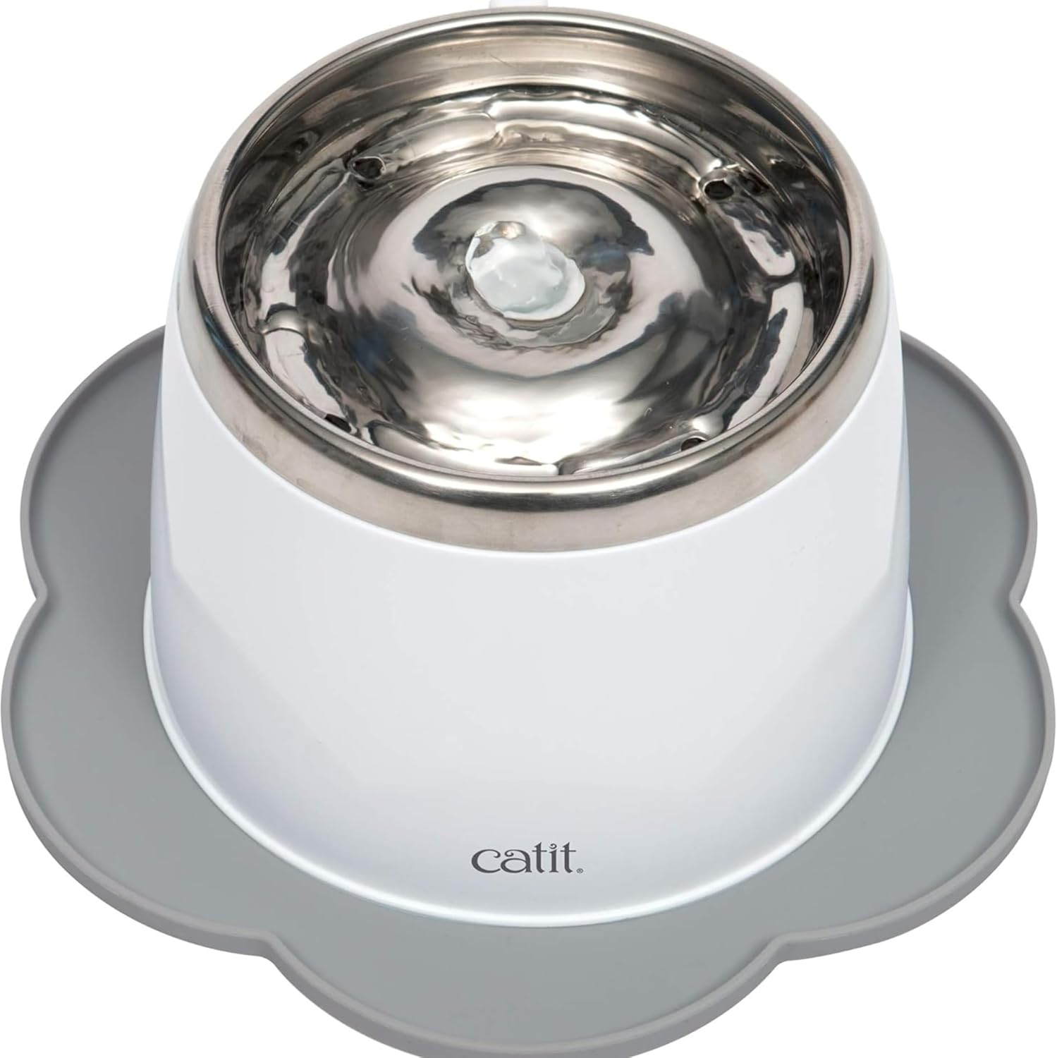 Catit Flower Shape Cat Placemat, Gray, Diameter 11.8In image number 3