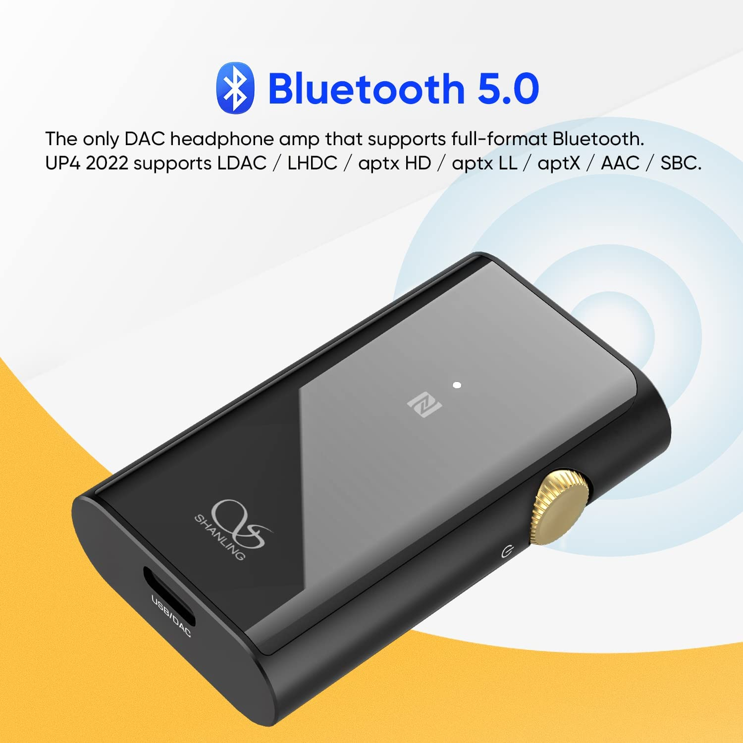Shanling UP4 2022 Portable Balanced Bluetooth USB DAC Headphone Amplifier 2 X ES9219C DAC CSR8675 Chip 2.5Mm Balanced 3.5Mm Single Earphone Jack High Low Gain NFC HD Calling for Phone/Tv/Tablet/Pc/Car