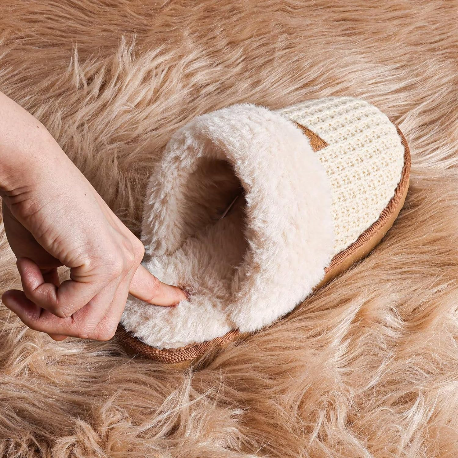 OOW Cozy House Slippers for Women with Memory Foam Soft Warm Fuzzy Slippers Women Home Womens Slipper Shoes for Indoor image number 1