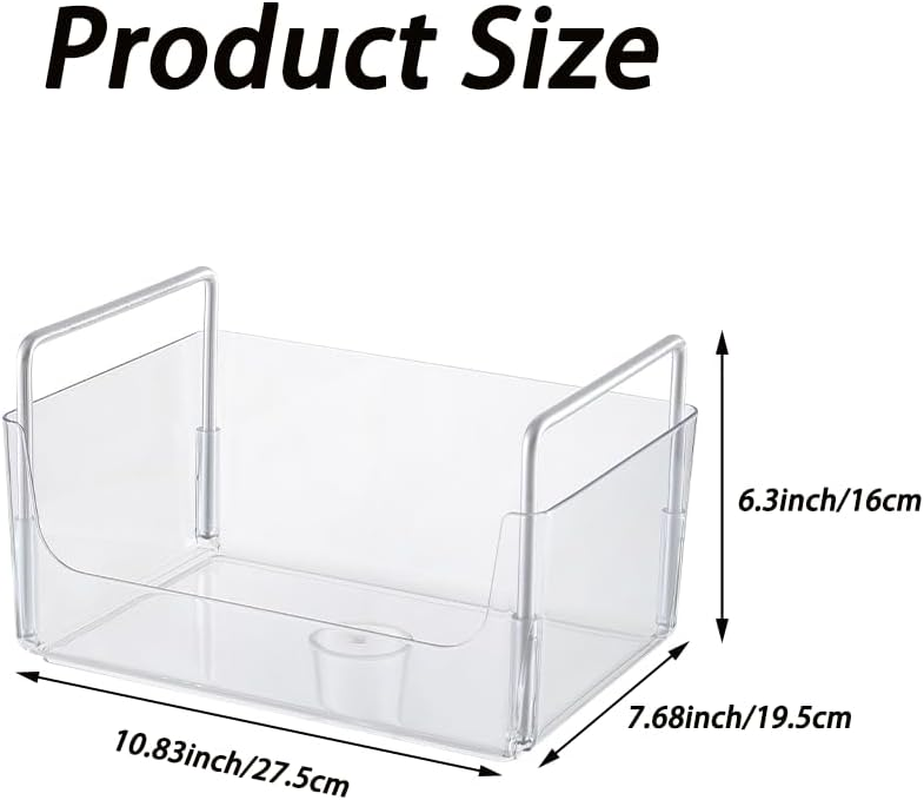 NYGHMY 1 Pcs Clear Plastic Organizer Tray with Handles, Makeup Organizer for Store Cosmetics and Skincare, Stackable Bathroom Countertop Organizer for Vanity, Kitchen Cabinet Storage Items image number 2