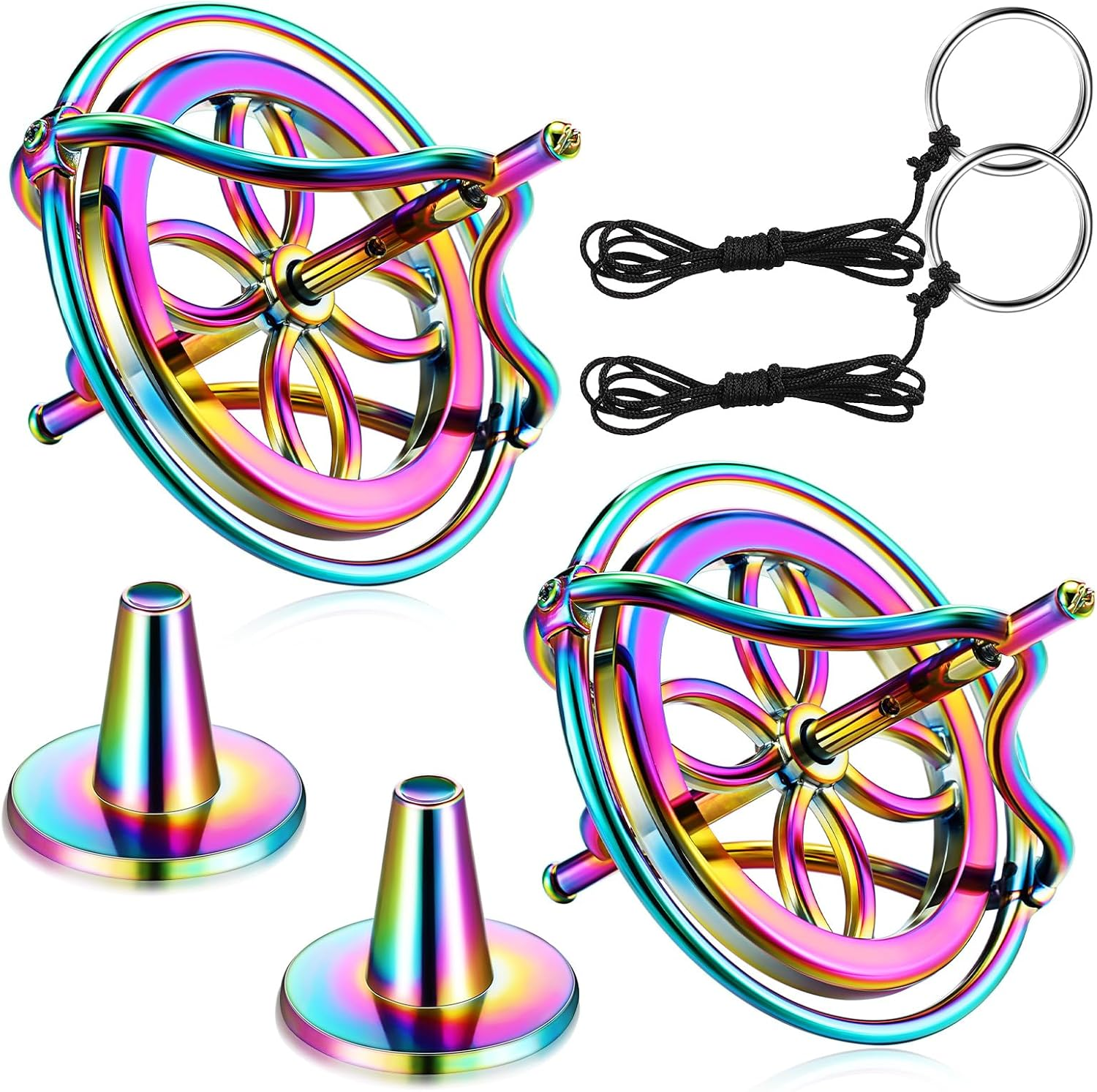 Meekoo 2 Pack Metal Anti-Gravity Gyroscope Colorful Spinning Top Gyroscope Balance Toy Educational Gift image number 6