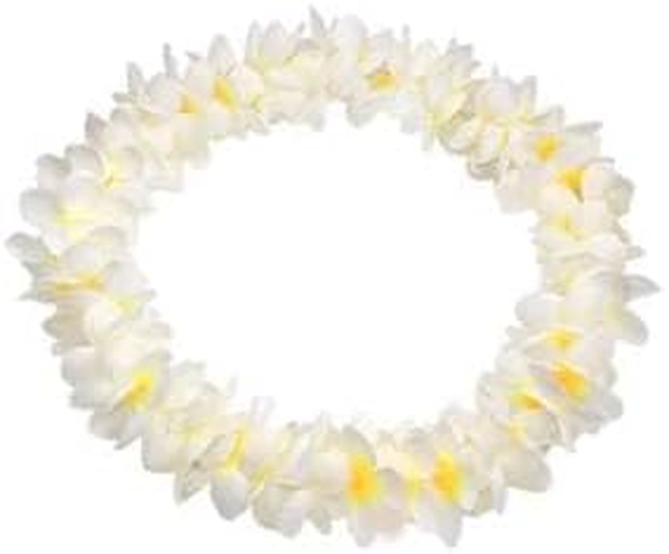 UNITOPS Pack of 6 Hawaiian Leis Necklace Tropical Luau Hawaii Wreaths Silk Flower Lei Thickened Dance Garland Flower Leis for Party Favor Hula Hawaiian Party Supplies (White, 6)