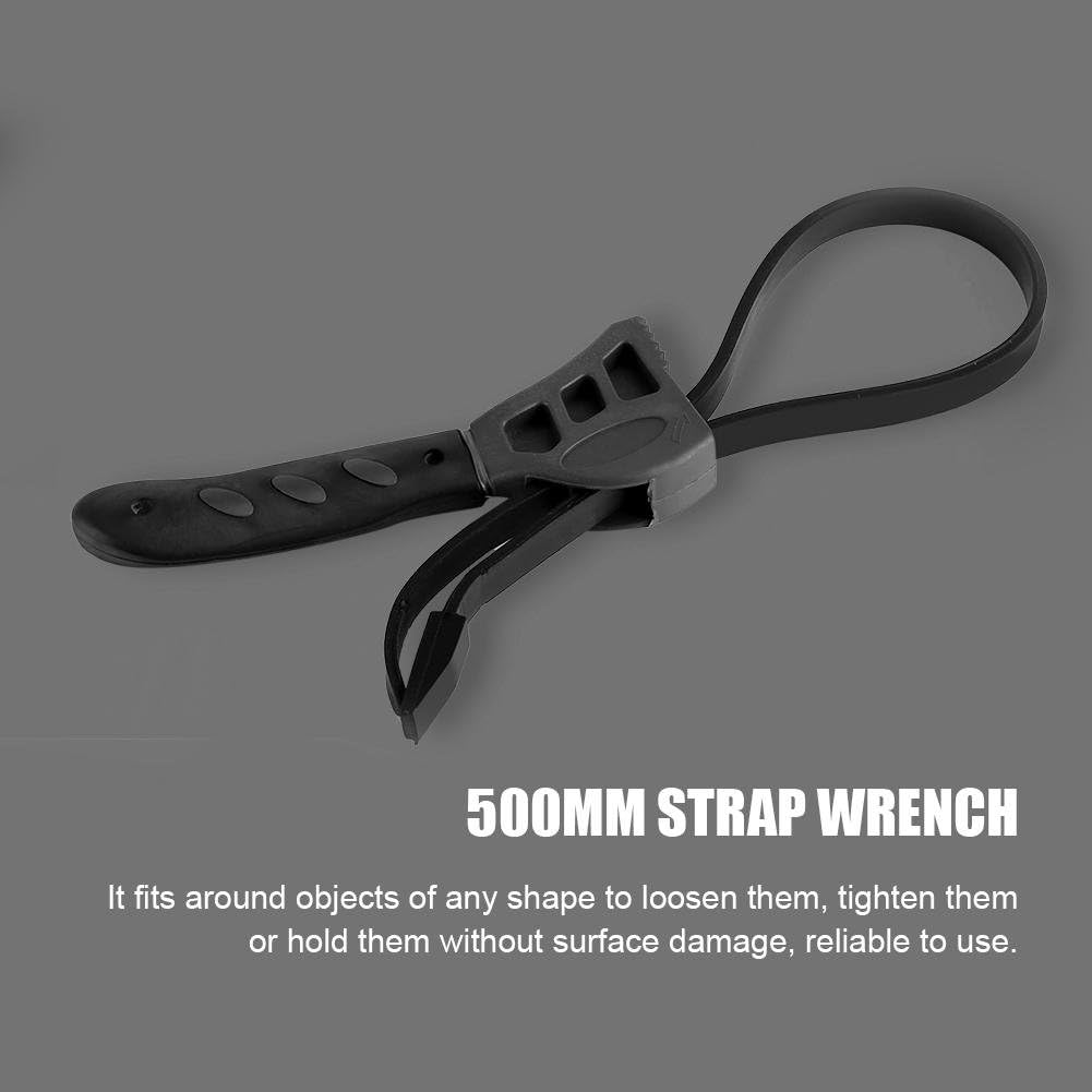 Strap Wrench - 500Mm Rubber Strap Wrench Jar Lids Tighten Loosen Plumbing Tool Universal Oil Filter Spanner