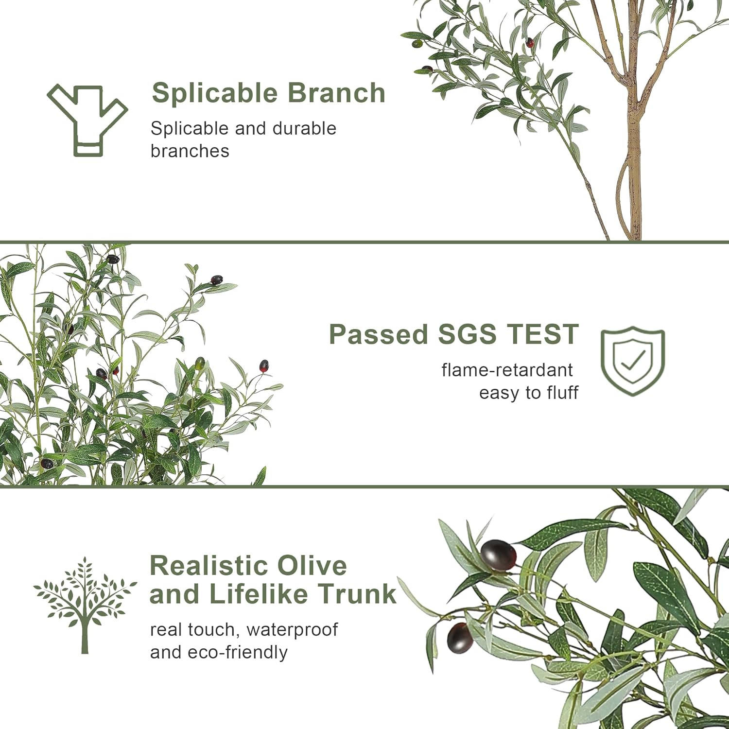 LYERSE Artificial Olive Tree, 6Ft, Fake Olive Tree with Natural Wood Trunk and Realistic Leaves, Indoor/Outdoor Decor image number 6