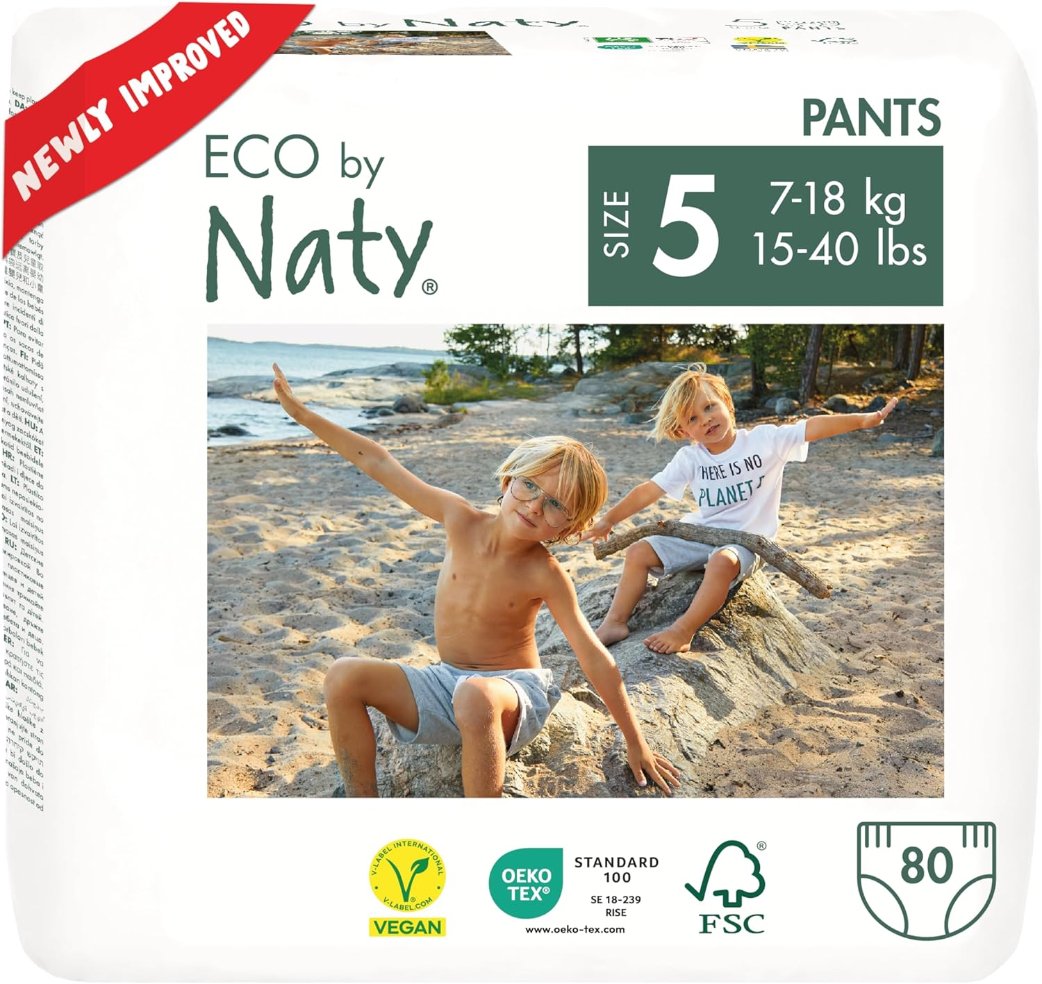 Eco by Naty Pull on Pants, Size 5, 4 Packs of 20 (80 Count) image number 2