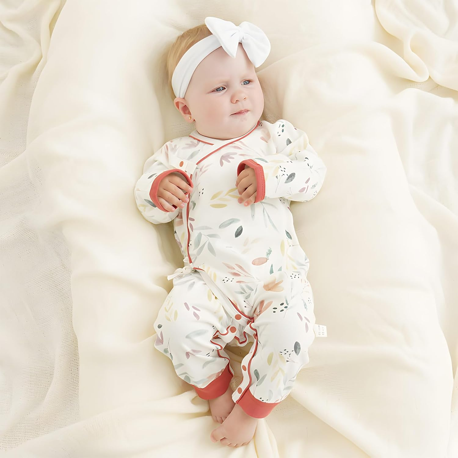 100% Organic Cotton Soft Newborn Baby Romper for Boys and Girls Unisex, Long Sleeve, 0-6 Months image number 6