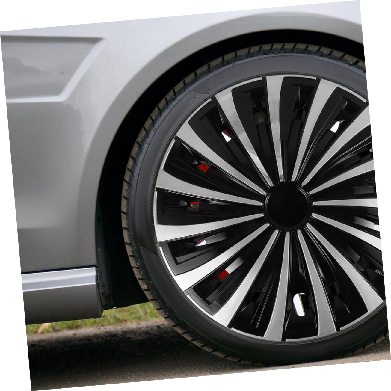 FELTECHELECTR Automotive Wheel Wheel Rim Protector Black Hubcaps Decorative Hub Covers image number 6