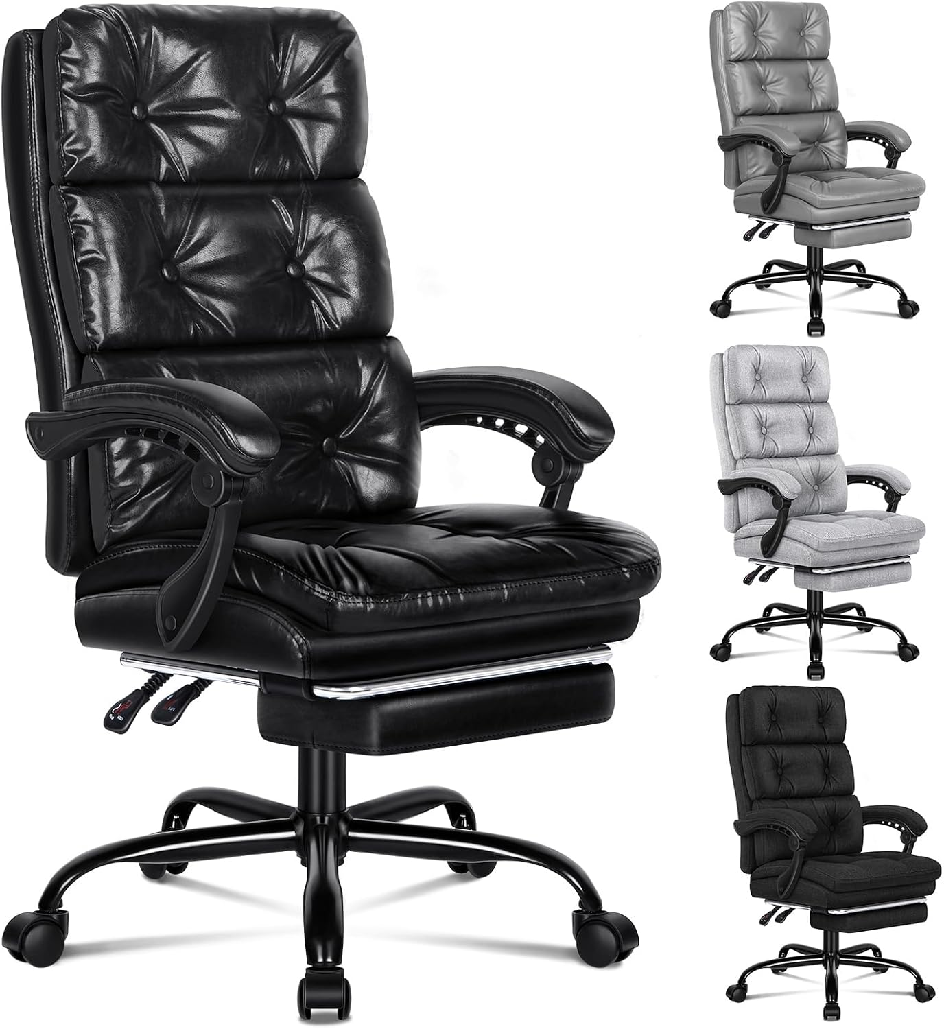 ALFORDSON Ergonomic Executive Office Chair with Footrest, High Back Desk Computer Chair Recliner for Home Office Study Student, Fabric Wide Seat Video Gaming Chair, Palmer Fabric Grey