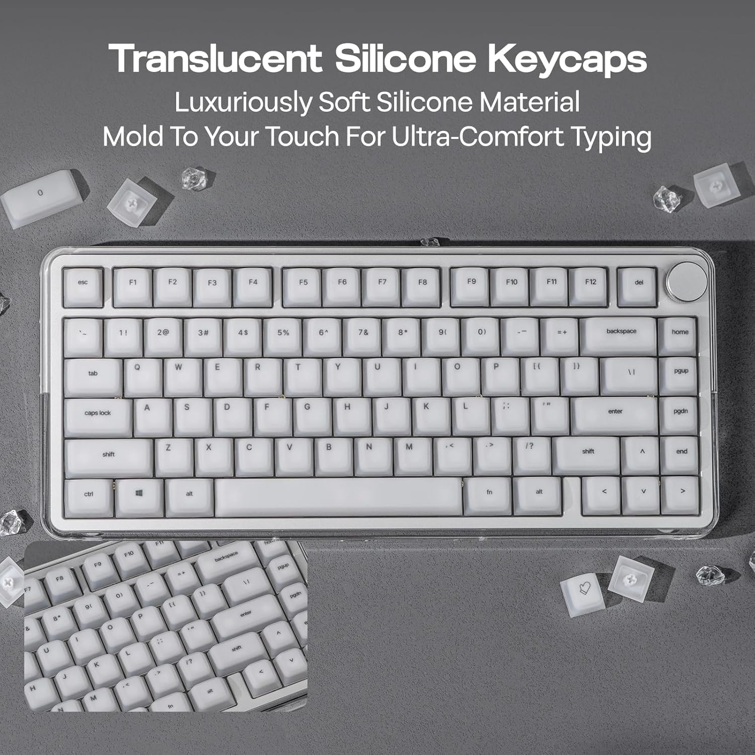 EPOMAKER Aegissil Keycap Set, Silicone Material, Cherry Profile, 113 Keys, 65%/75%/96%/Full Size, Custom Keyboard Keycaps Set for Cherry MX, Kailh, Outemu, Gateron Mechanical Gaming Keyboard (White)