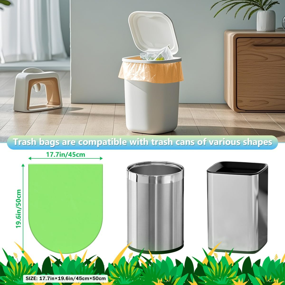 Small Compostable Bin Liners 3 Gallon Garbage Bags 120 Count,10L Bin Bags Biodegradable Trash Bags for Bathroom Office Bedroom,Colorful