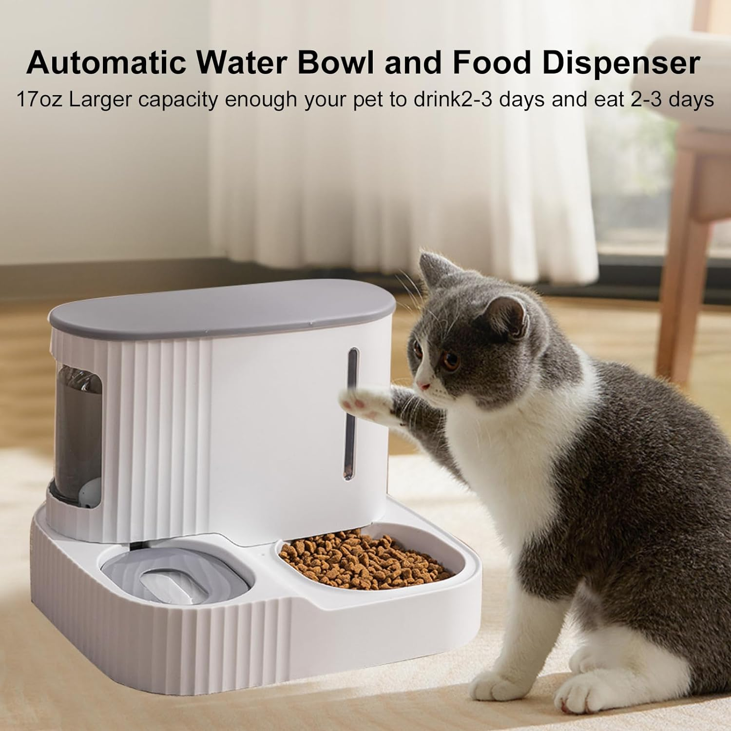 Automatic Dog Cat Feeder and Water Dispenser, Gravity Pet Feeder and Water Dispenser Set for Small Medium Dog Puppy Kitten image number 5
