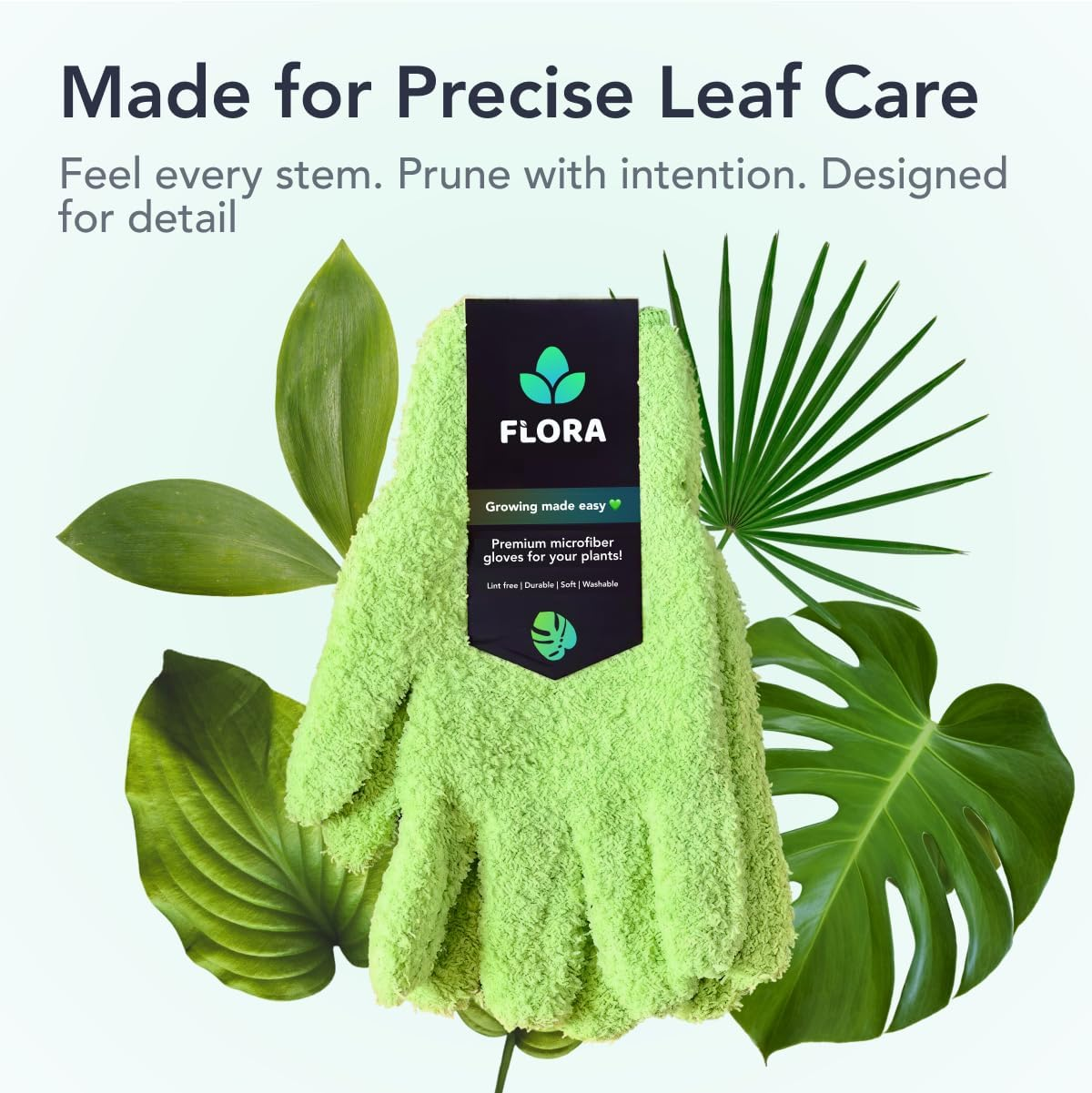 Flora Microfiber Dusting Gloves for Houseplants &ndash; save Your Plants from Hidden Killers &ndash; Ultra-Gentle Microfiber Leaf Cleaners for Indoor Plants &ndash; Washable & Reusable image number 5