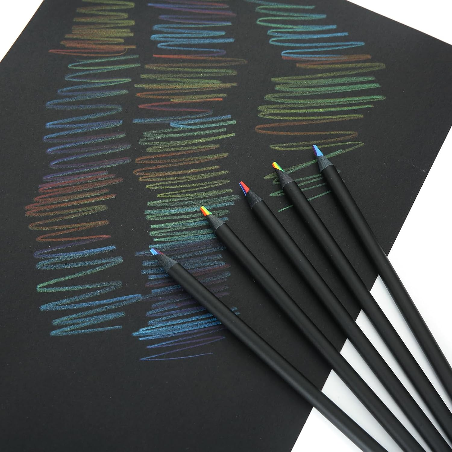 12 Pcs Rainbow Pencils, Multicolored Pencil,7 Color in 1 Black Wooden Drawing Pencil image number 6