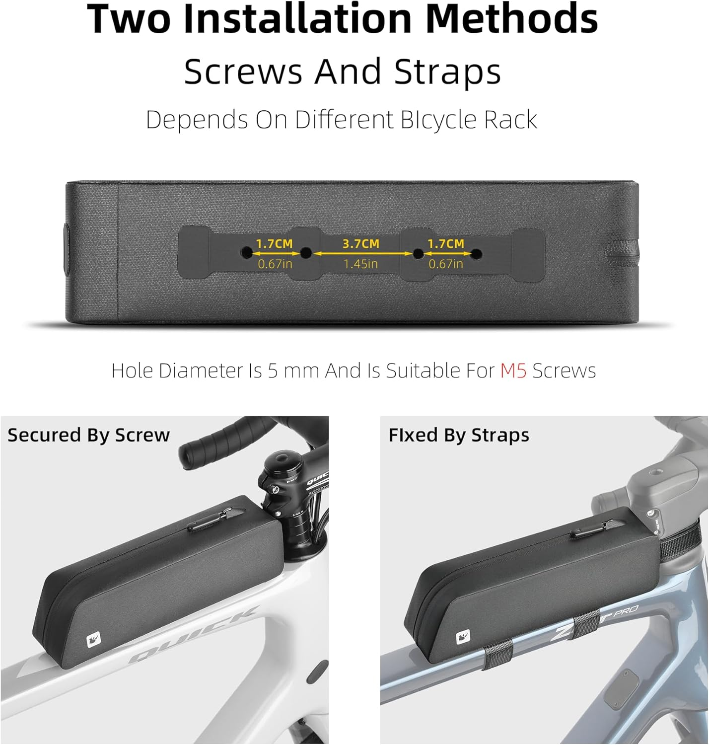 Rhinowalk Bike Top Tube Bag Bike Frame Bag with Magnetic Flap Fully Waterproof Slim Type Bicycle Bag Professional Cycling Accessories for Mountain Road Bike-Black image number 2