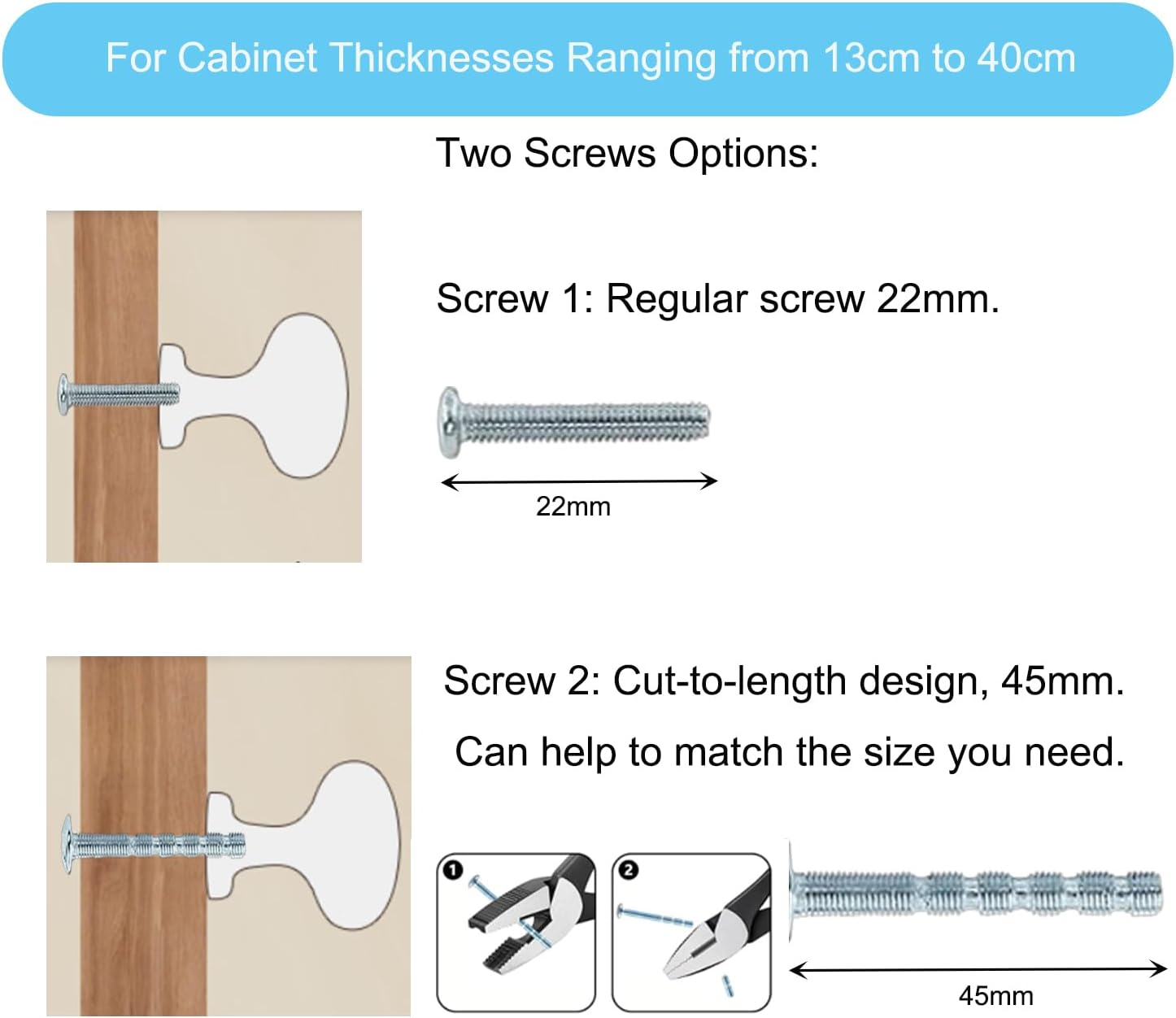 Winbay 8 Pack Cabinet Knobs, Solid Furniture Handles, 50G per Kitchen Pull, for Dresser, Drawer, Cupboard and Wardrobe, Heavy Duty Zinc Alloy Material, Matte Black image number 2
