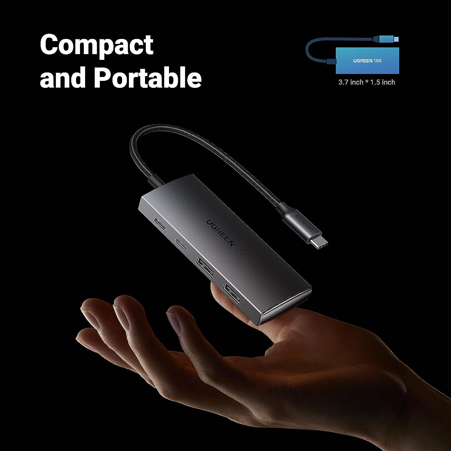 UGREEN USB C Hub 10Gbps Aluminum Type C Splitter with 2 USB C& a 3.2 Data Ports, Multiport Adapter for PC Laptop Imac Thunderbolt Macbook M1/M2, Ipad Pro, XPS, HP Envy, Galaxy S24 and More