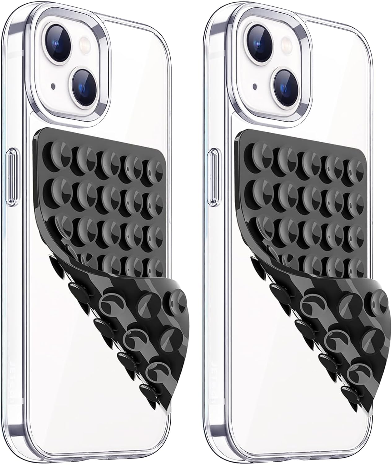 Khxriypha 2 Pack Silicone Suction Cup Phone Case Mount, Double Sided, Hands-Free, Non Slip, Lightpink&Translucent