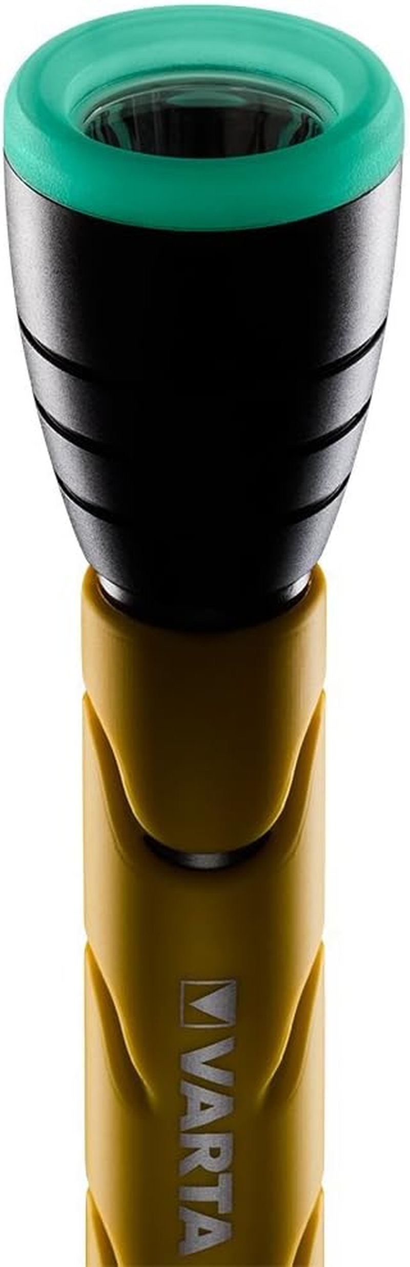 VARTA Outdoor Sports F20 LED Torch with 2 X AA Batteries, Light with Two Light Modes, Torch with Rubberised Handle, Very Robust, Yellow image number 4