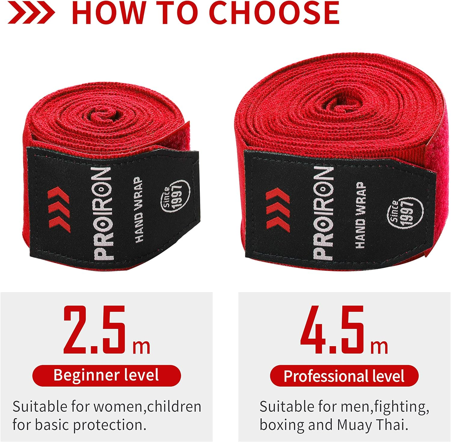 PROIRON Boxing Hand Wraps, Boxing Bandages Inner Gloves with Extra Wide Closure, Fist Wrist Protector for Men Women Kids, Great for MMA Boxing Training Gym Fitness 4.5M/2.5M (Pair) image number 4