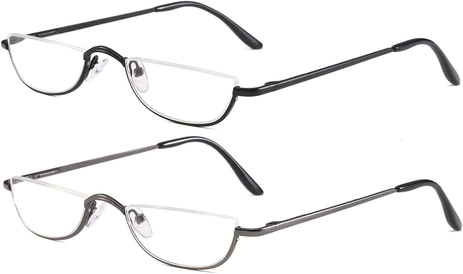 Half Frame Reading Glasses - Half Moon Readers with Spring Hinge for Women Men