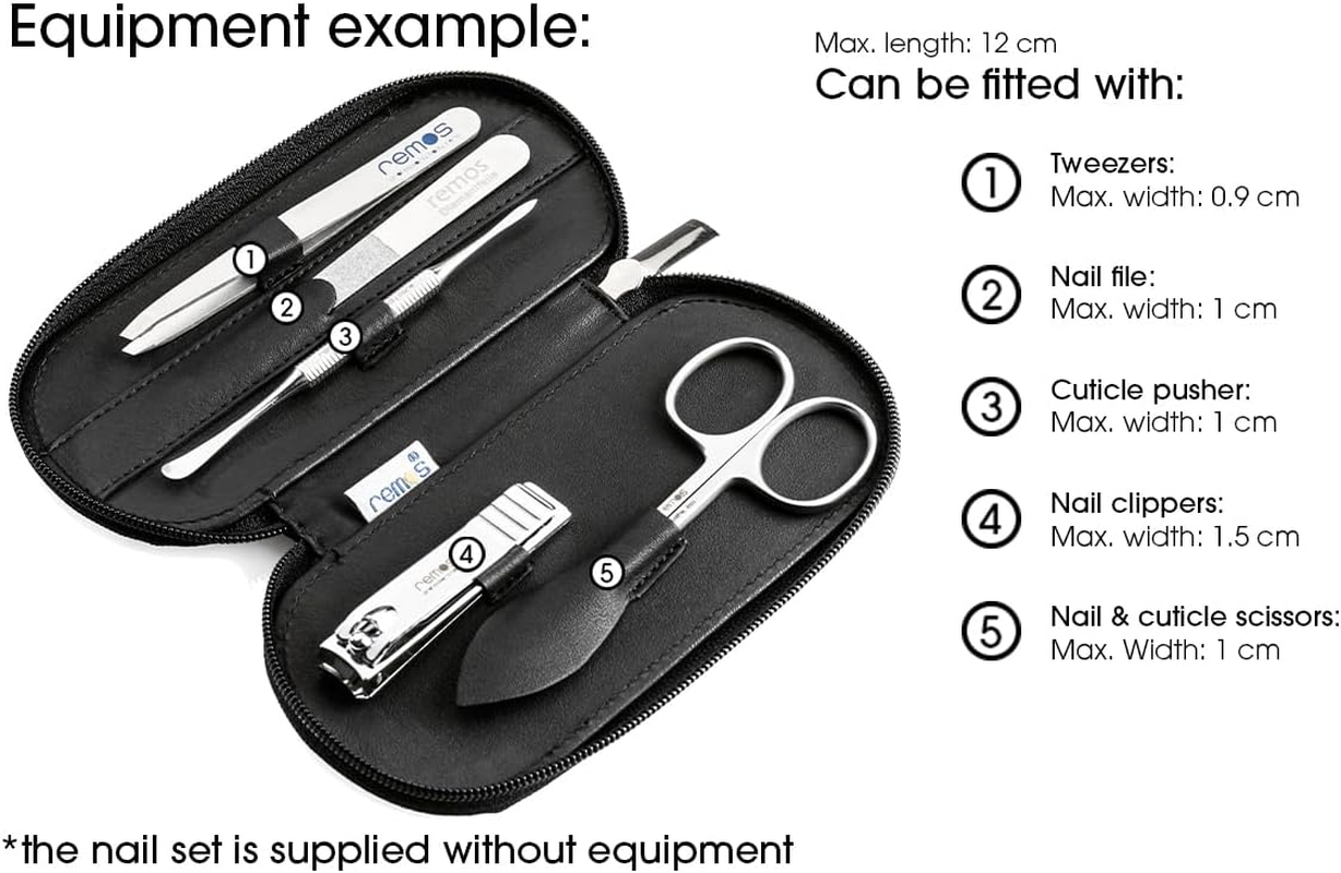 Tellus Nail Set Empty Leather Black for Nail Scissors, Files, Tweezers Etc image number 4