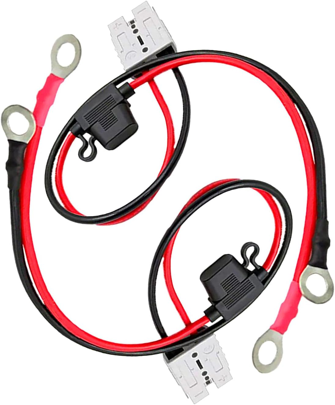 Luojinluoda 2 Pcs Fused Anderson Plug Connector Lead, Anderson Plug Extension Cable Kit - 50Amp 30CM Waterproof Quick Connect Battery Cables with 6Mm Lugs for Caravan Boat 4WD and Solar Generator image number 3