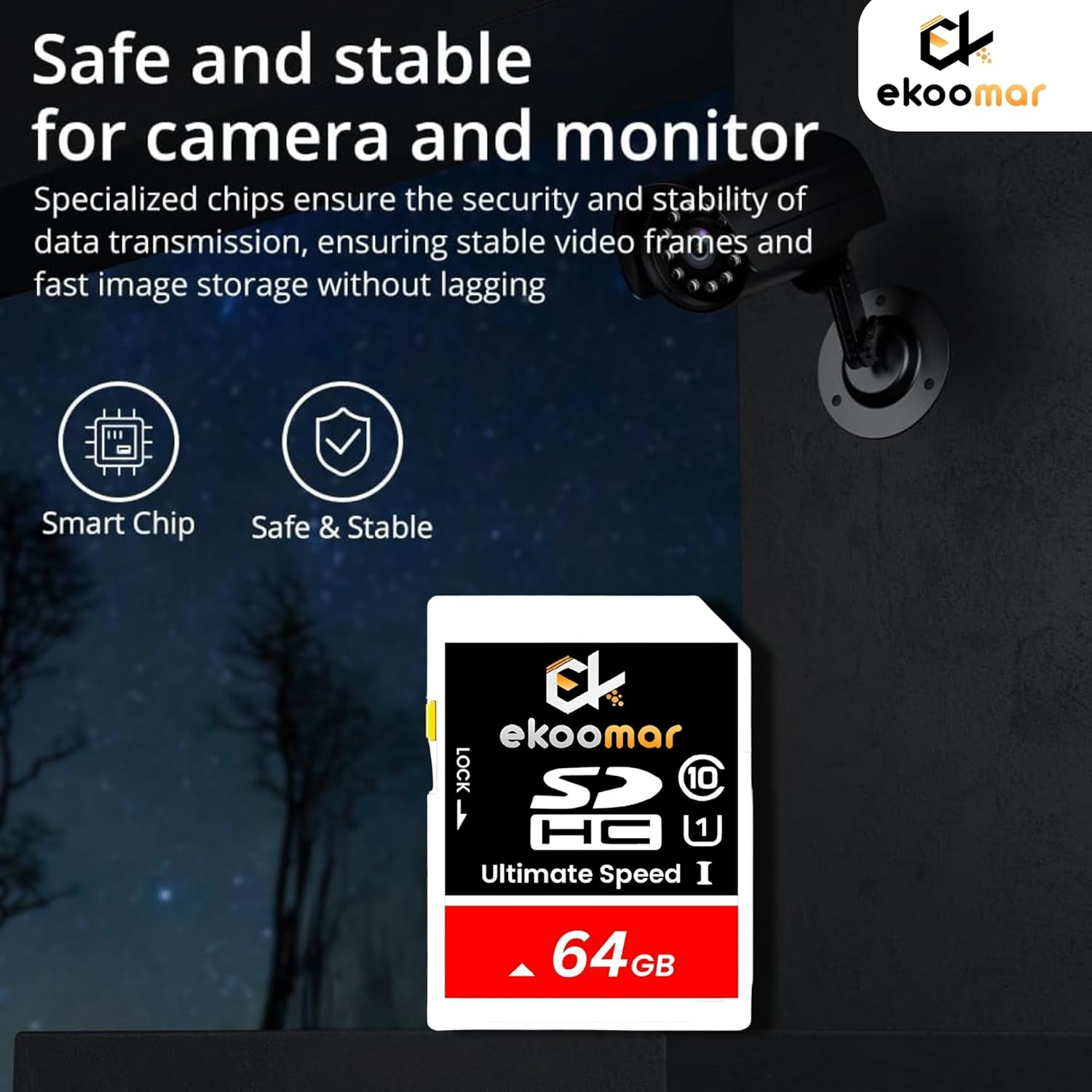 Ekoomar U1 64GB SD Card - Class 10, High-Speed Memory Card with 100Mb/S for Digital Camera, Dash Cam, & Video Recording | Durable & Reliable Storage for Memories, Camera SD Card image number 6