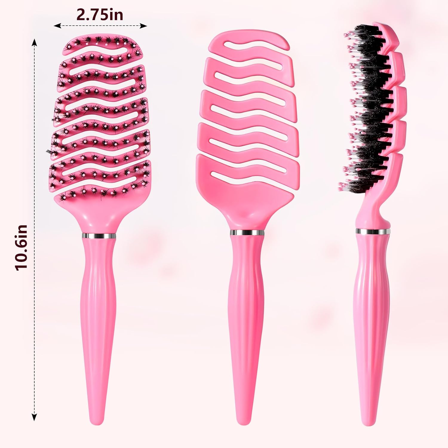 Blendura Hair Comb, Boar Bristle Hair Brush, Quick Drying Fluffy Styling Comb, Anti-Knot and Anti-Pull Hair Brush, Gentle Scalp Massage Brush, Suitable for All Hair Structures, Pink, Hair Brush image number 4