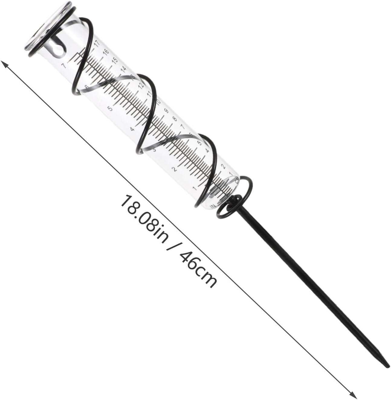 UKCOCO Cast Iron Spiral Rain Gauge with Glass Tube for Garden Lawn Outdoor Use Easy Stake Design for Accurate Rainfall Measurement and Decorative Water Collector image number 6