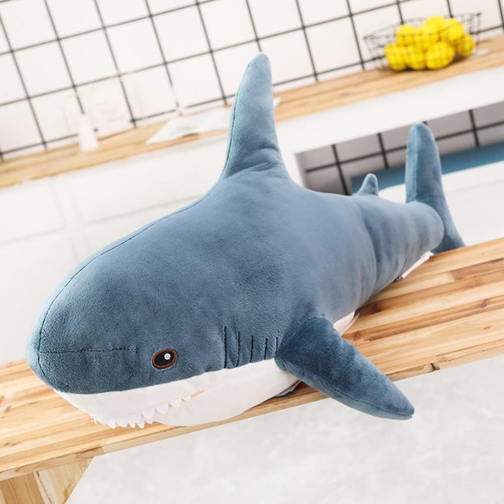 XIGUI 3D Giant Shark Stuffed Animal,Soft Squishy Toys Giant Shark Plush Pillow,Chubby Stuffed Shark Funny Gifts for Women,Brave Boy'S and Girl'S Room Shark Decor (39.3 Inch /100 Cm)