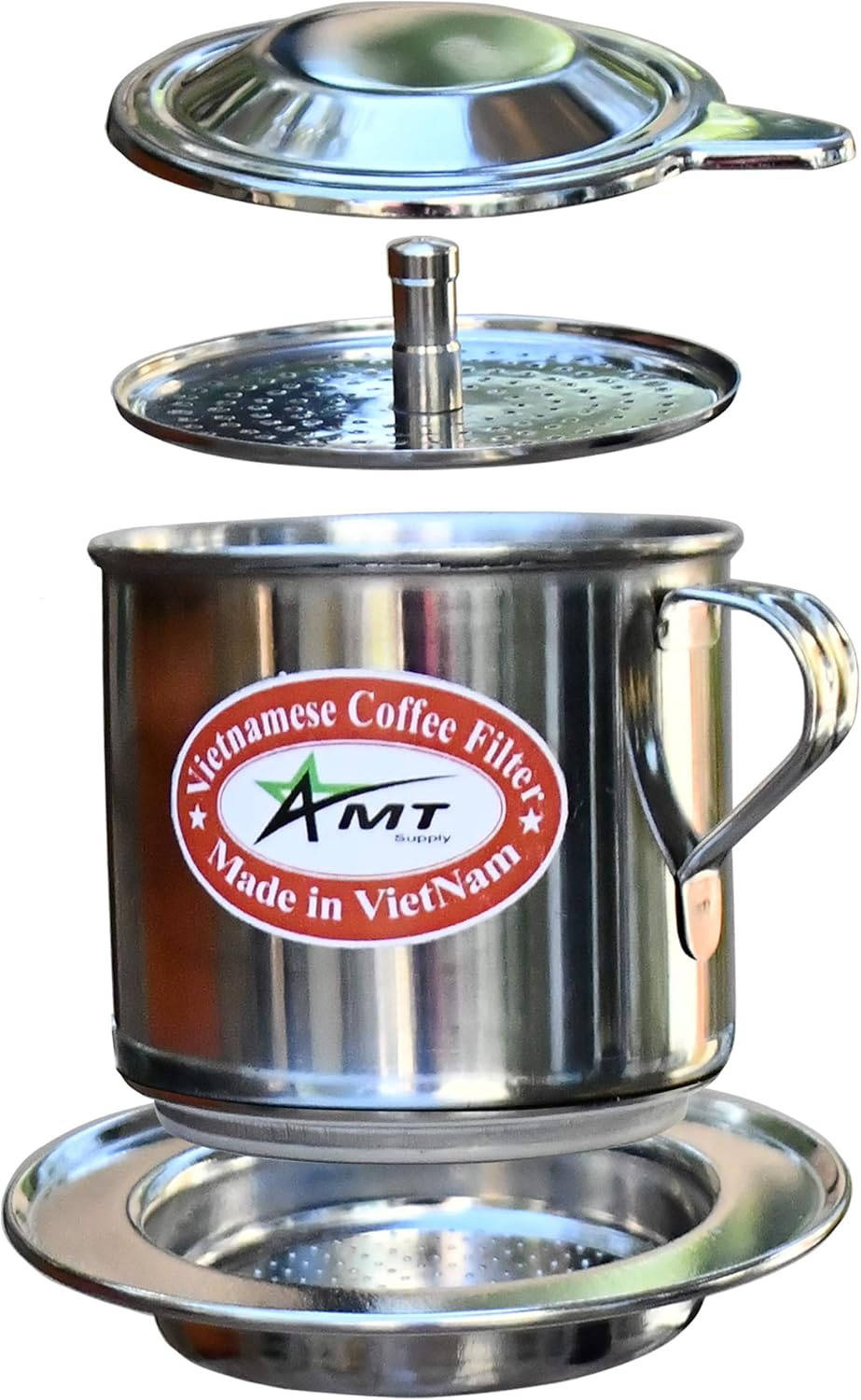 AMT 9.5 Oz Coffee Maker, Phin Filter, Screw down Coffee Dripper for Vietnamese Style Coffee at Home or Office image number 1